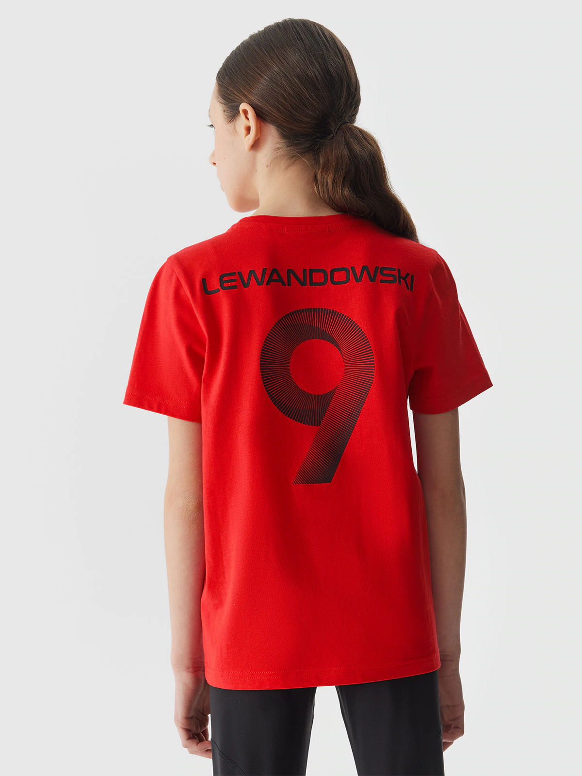 T-shirt z nadrukiem dziecięcy 4F x Robert Lewandowski - biały