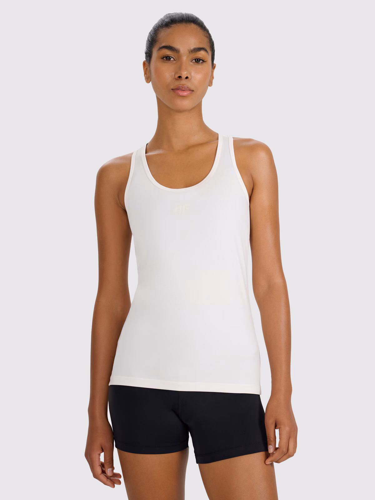 Top treningowy slim szybkoschnący damski - beżowy