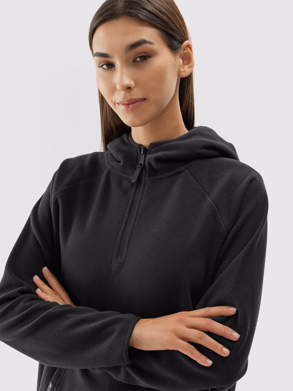 Polar z kapturem regular damski - czarny