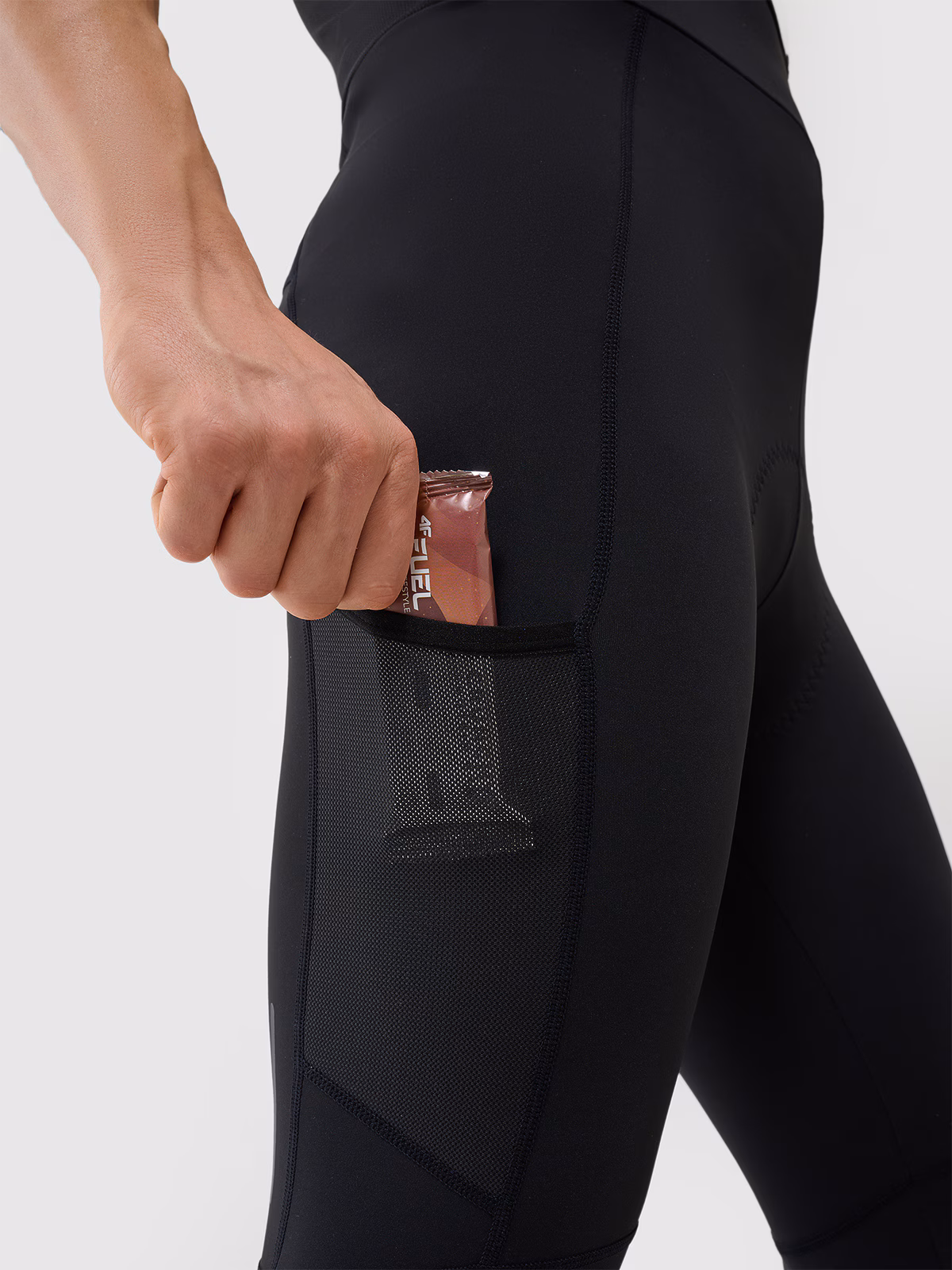 Legginsy rowerowe z żelowo-piankową wkładką i szelkami męskie - czarne