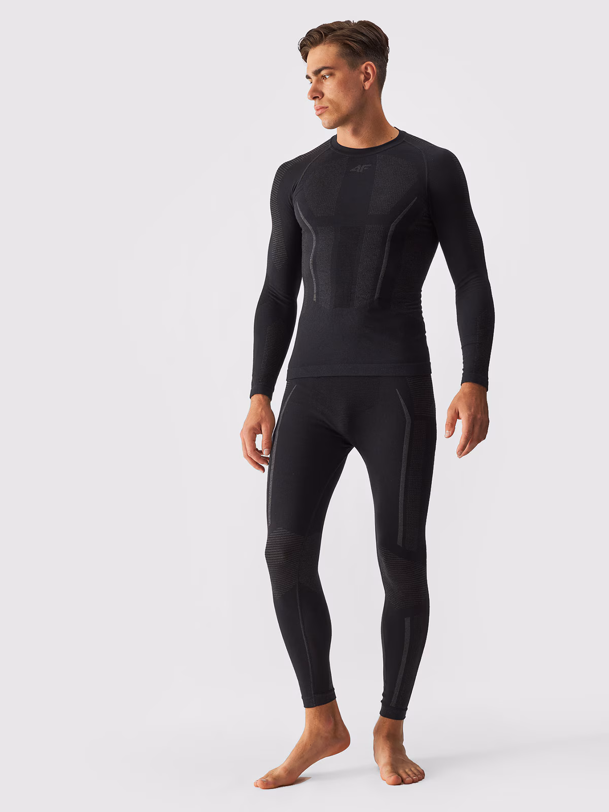 Bielizna termoaktywna bezszwowa z wełną Merino (góra) męska - czarna