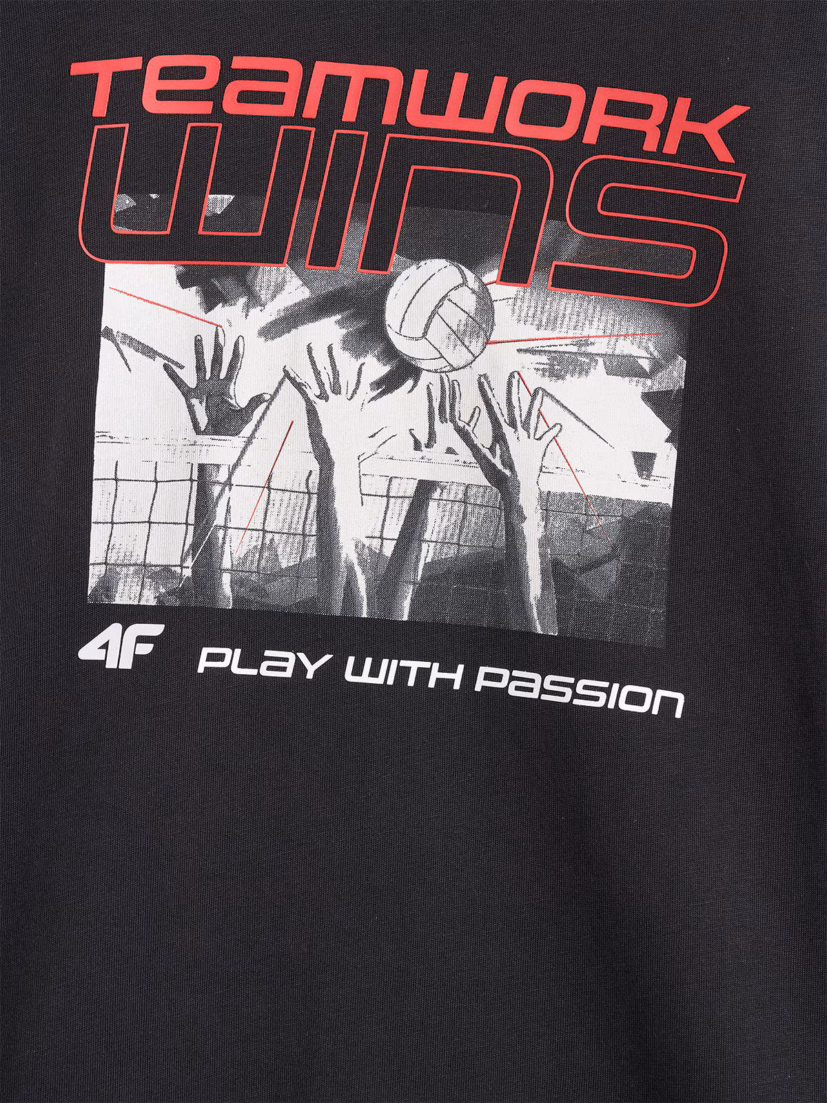 T-shirt oversize z nadrukiem dziecięcy - czarny