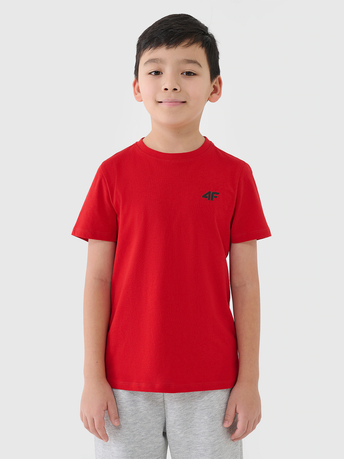 T-shirt regular gładki chłopięcy - czerwony