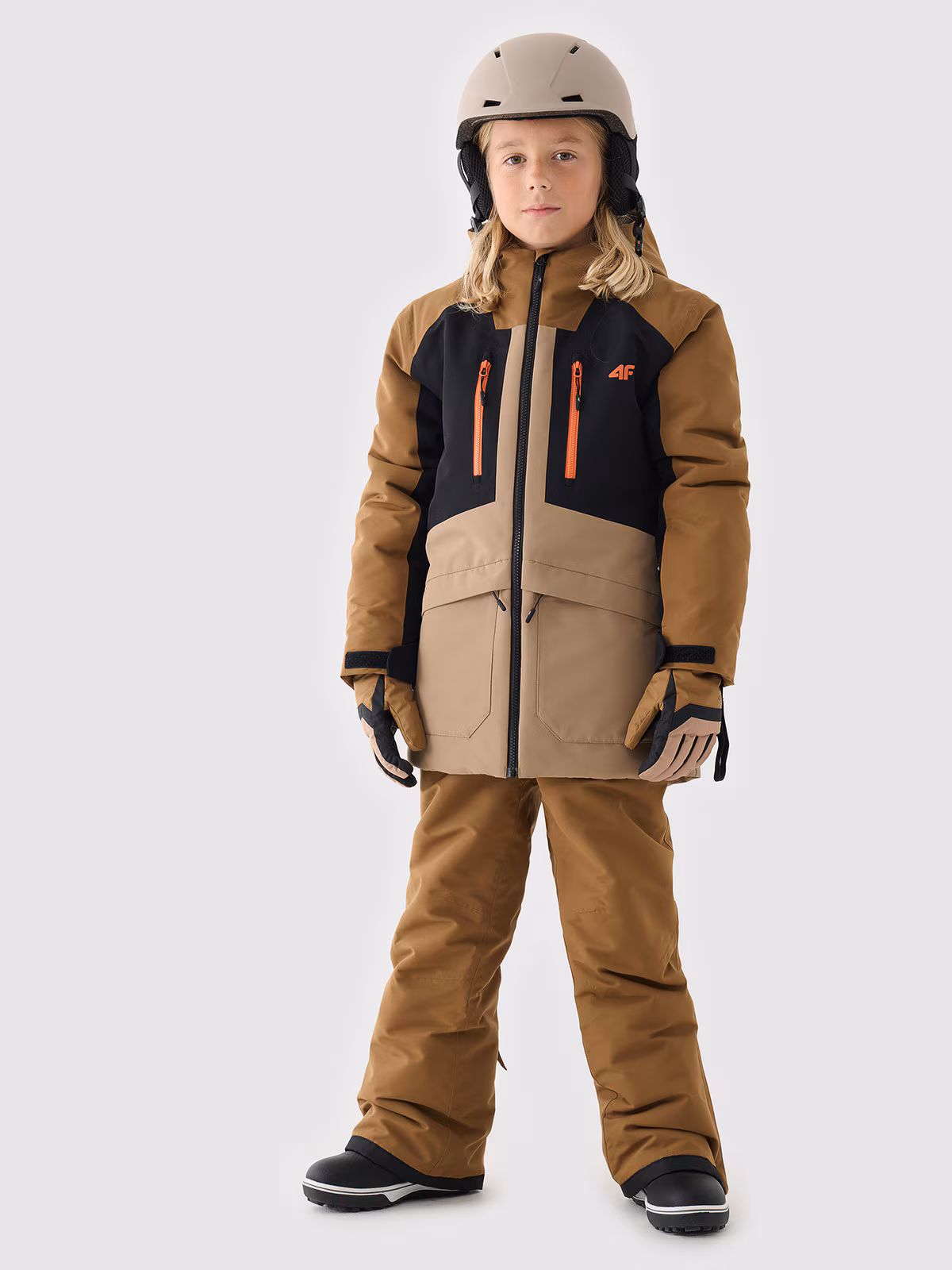 Kurtka snowboardowa membrana 10000 chłopięca - brązowa