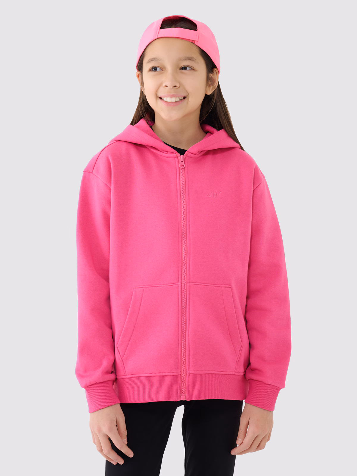 Bluza dresowa rozpinana z kapturem dziewczęca - fioletowa