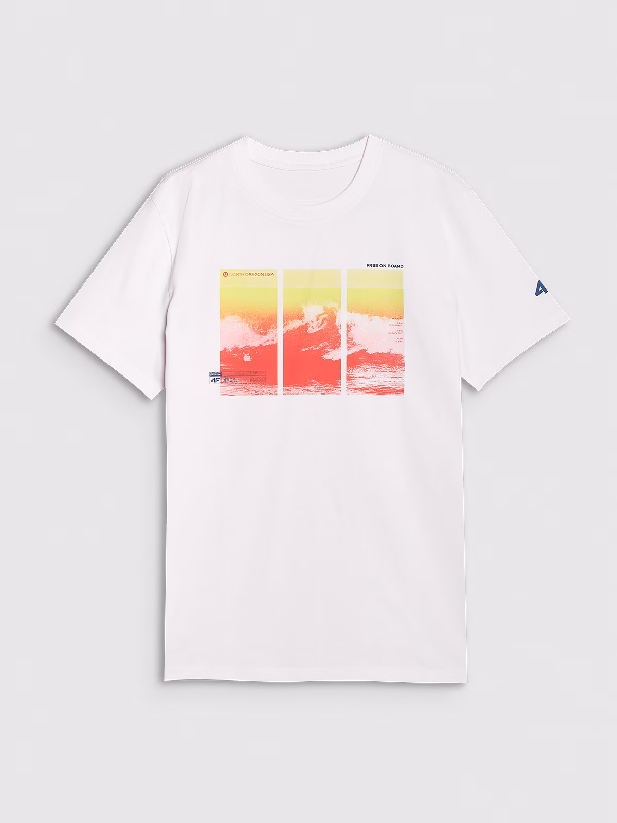 T-shirt regular z nadrukiem męski - turkusowy