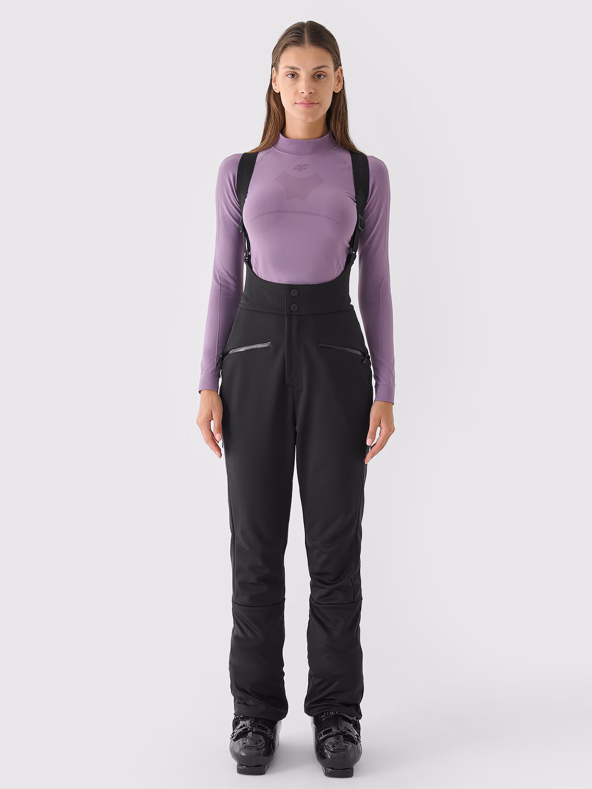 Spodnie narciarskie z szelkami membrana 15000 damskie - czarne