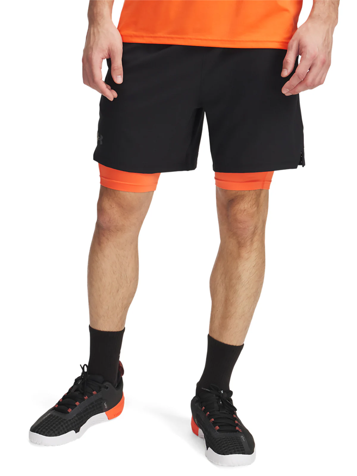 Spodenki treningowe męskie Under Armour UA Vanish Woven 2in1 Shorts - oliwkowe/khaki