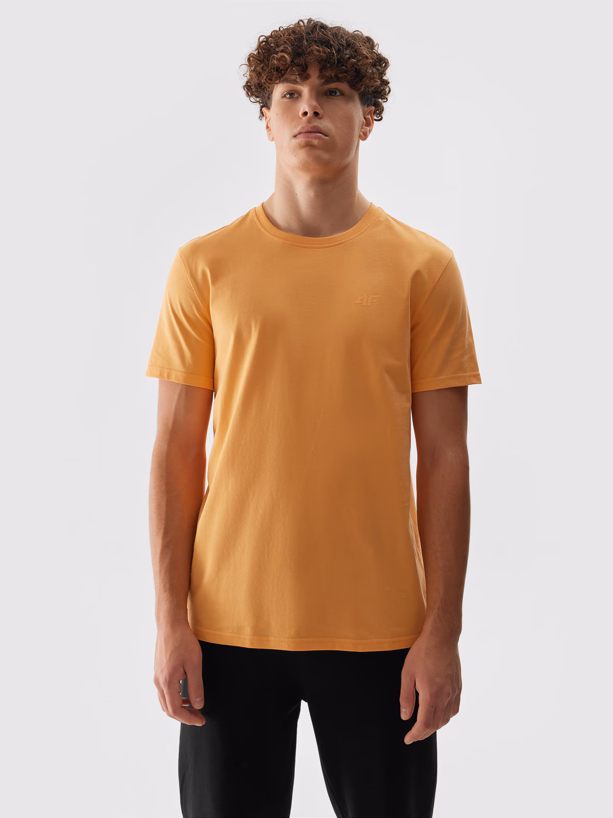 T-shirt regular gładki męski - szary