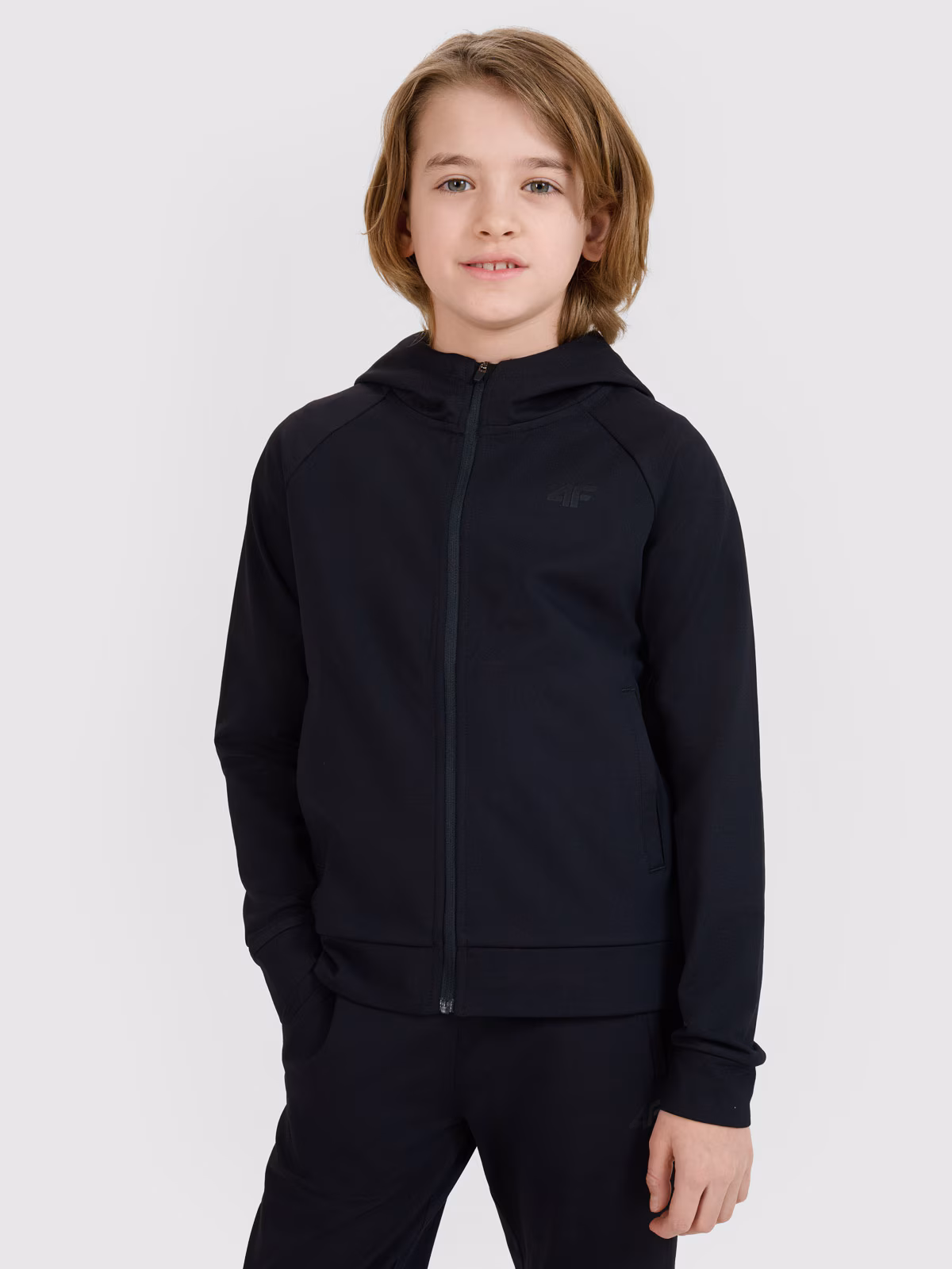 Bluza sportowa rozpinana z kapturem chłopięca - szara