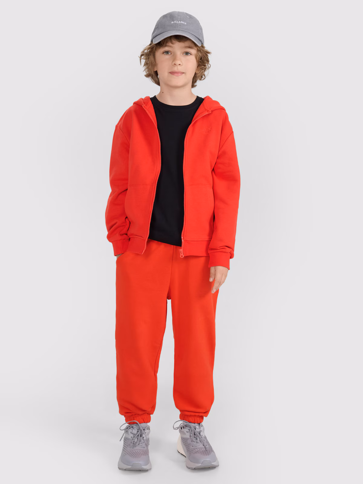 Bluza dresowa rozpinana z kapturem chłopięca - pomarańczowa