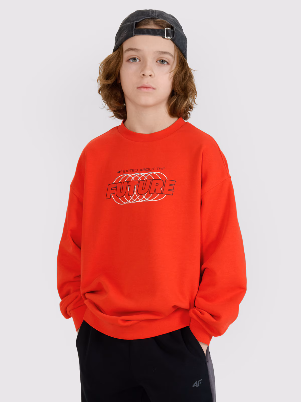 Bluza dresowa nierozpinana bez kaptura chłopięca - czerwona