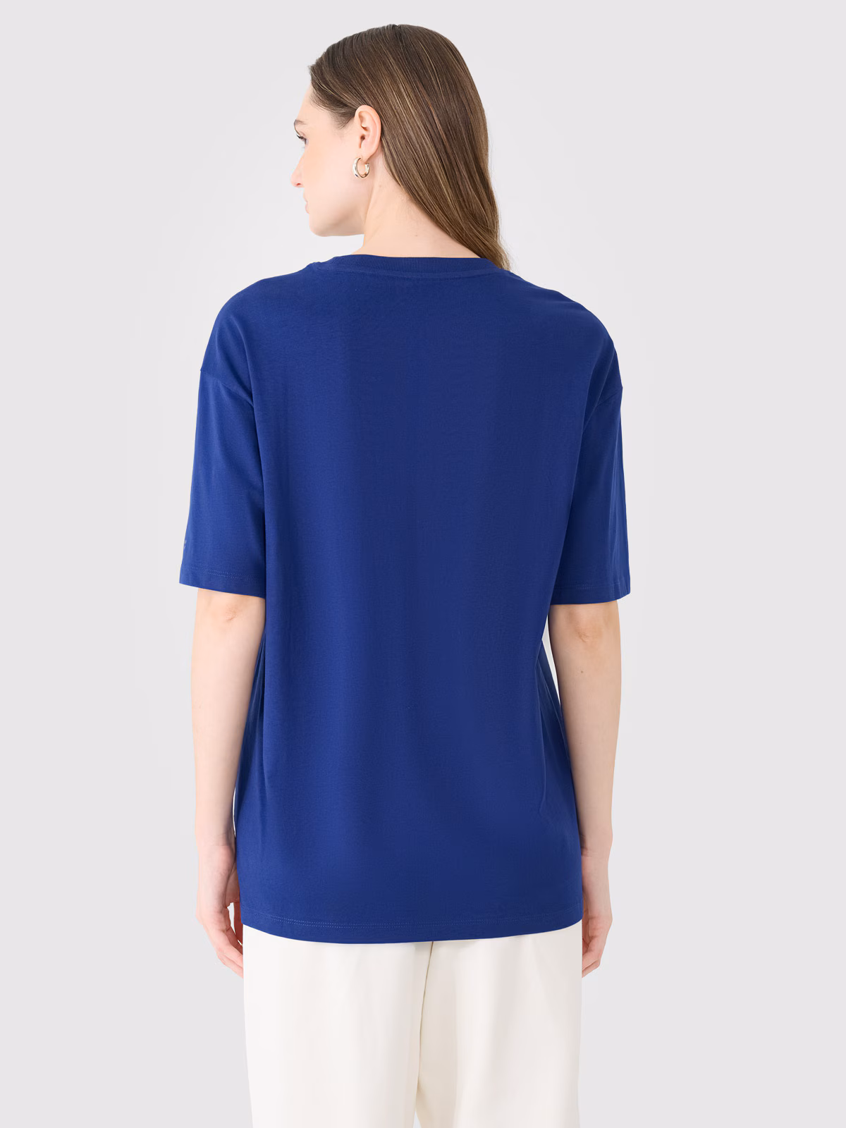 T-shirt oversize gładki damski - biały