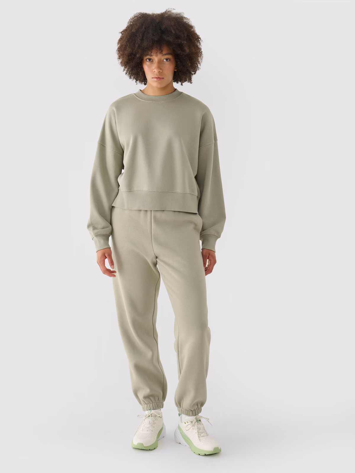 Bluza dresowa oversize nierozpinana bez kaptura damska - brązowa