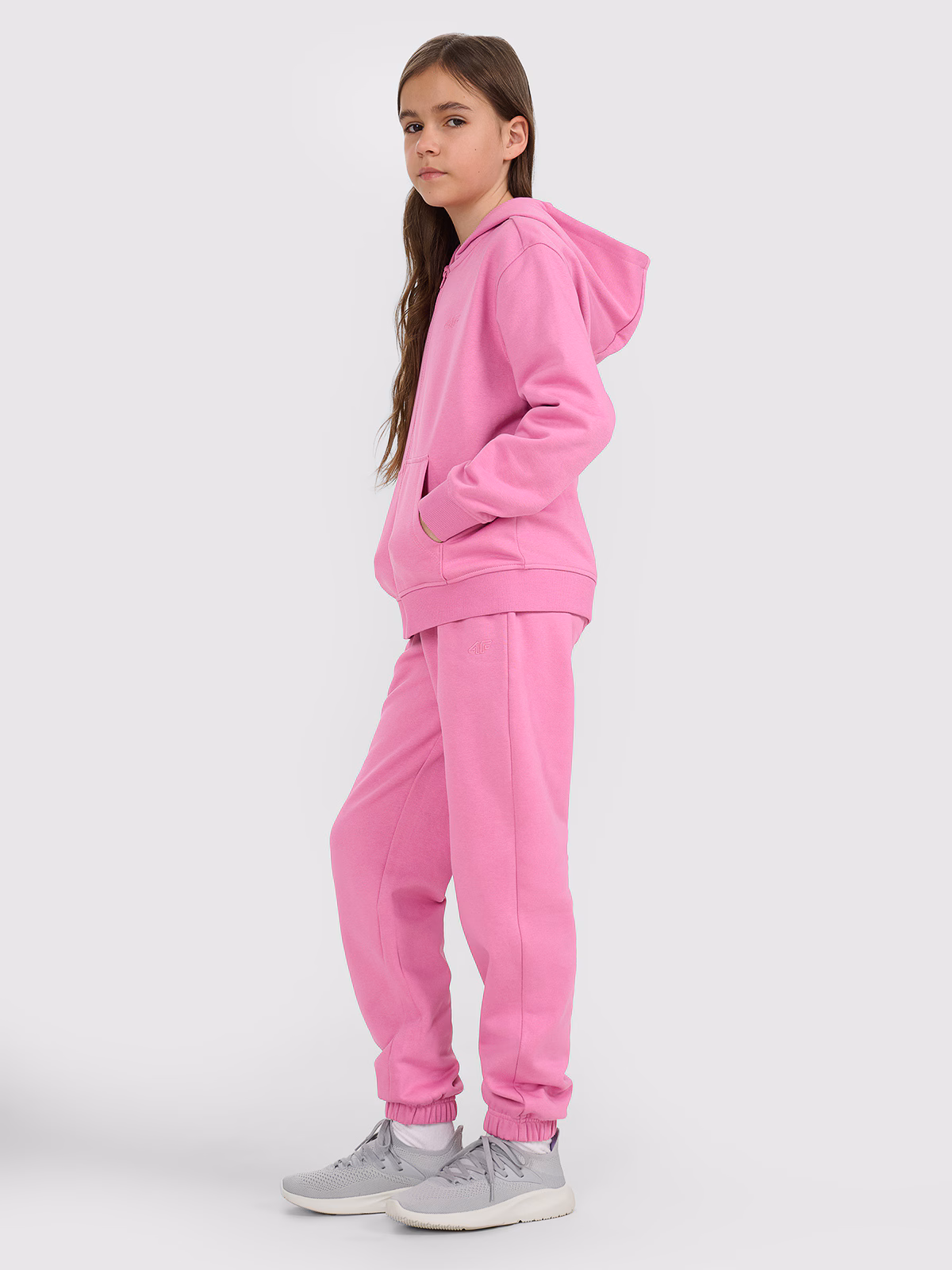 Bluza dresowa rozpinana z kapturem dziewczęca - fioletowa