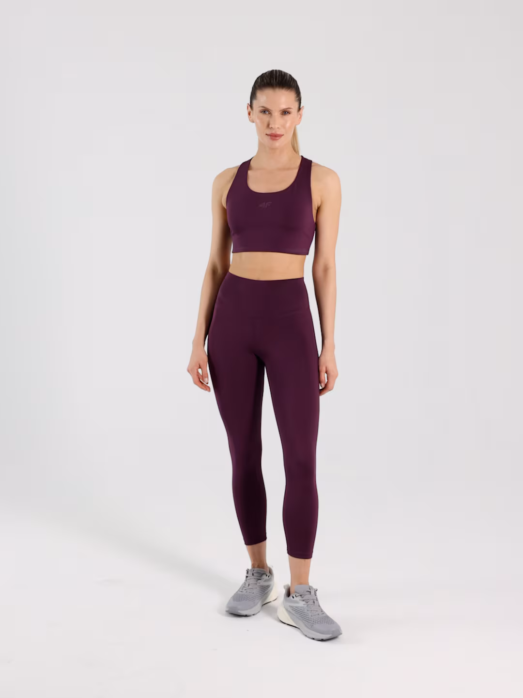 Legginsy treningowe 7/8 z wysokim stanem damskie - fioletowe