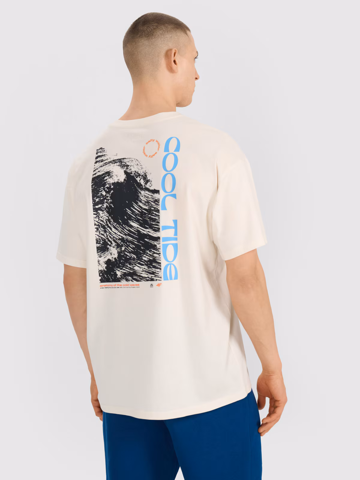 T-shirt oversize z nadrukiem męski - biały