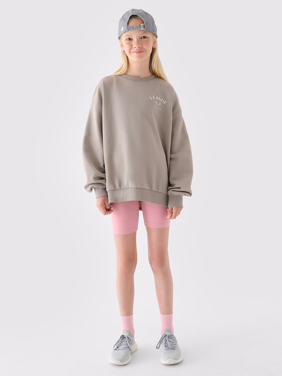 Bluza dresowa nierozpinana bez kaptura dziewczęca - szara