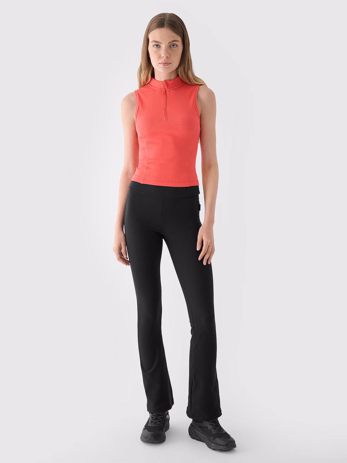 Top slim z prążkowanej dzianiny damski - czerwony