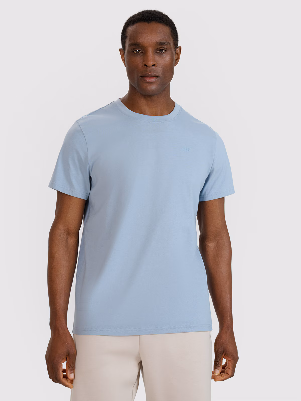 T-shirt regular gładki męski - beżowy