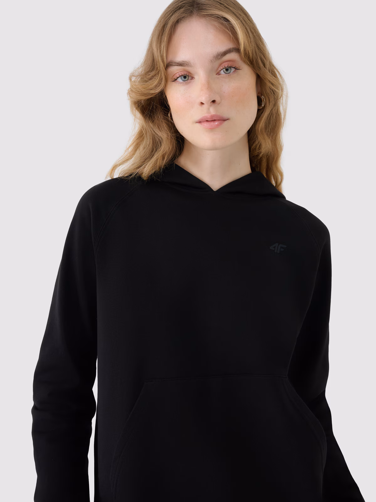 Bluza dresowa nierozpinana z kapturem damska - czarna
