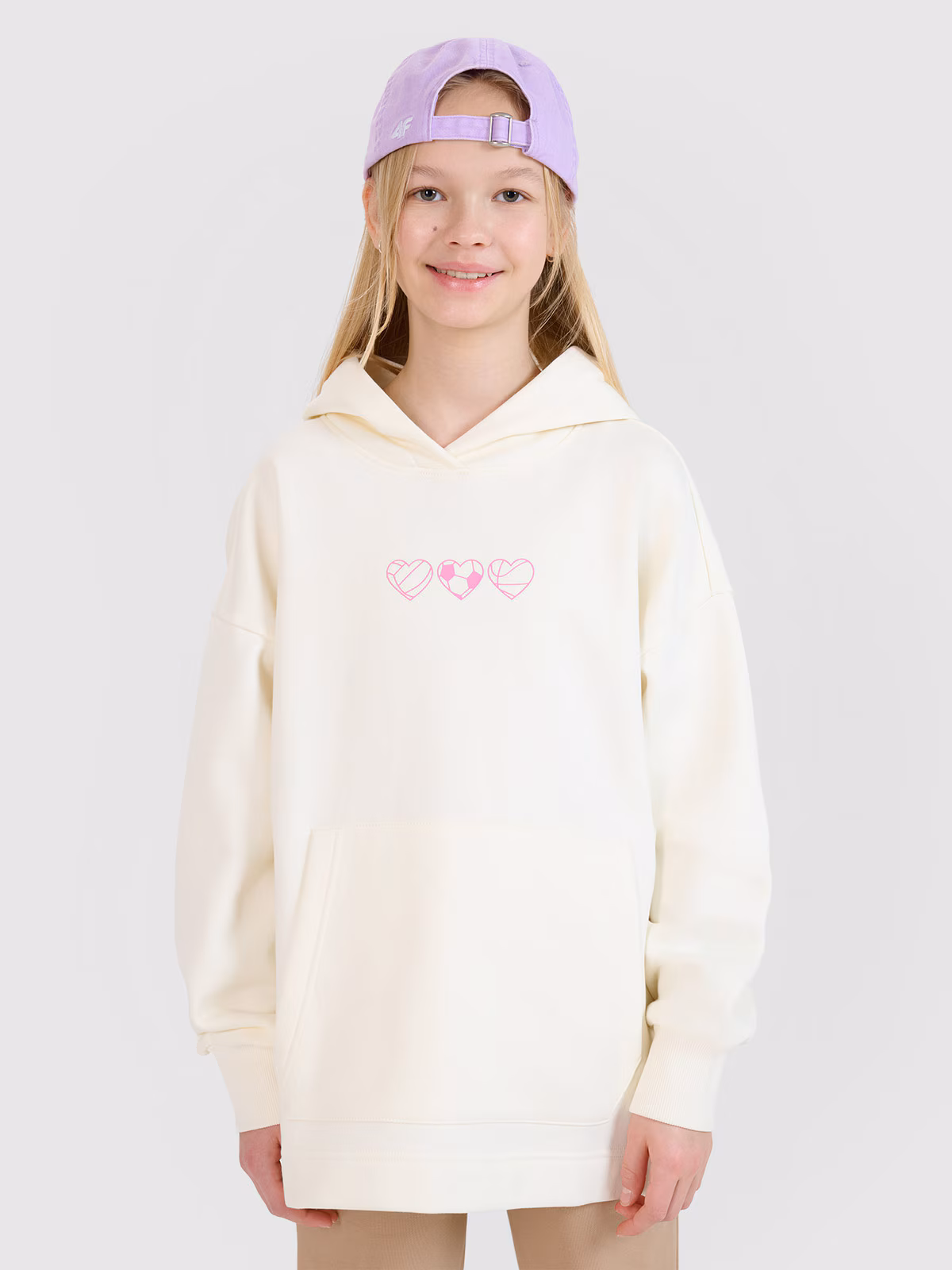 Bluza dresowa nierozpinana z kapturem dziewczęca - czerwona