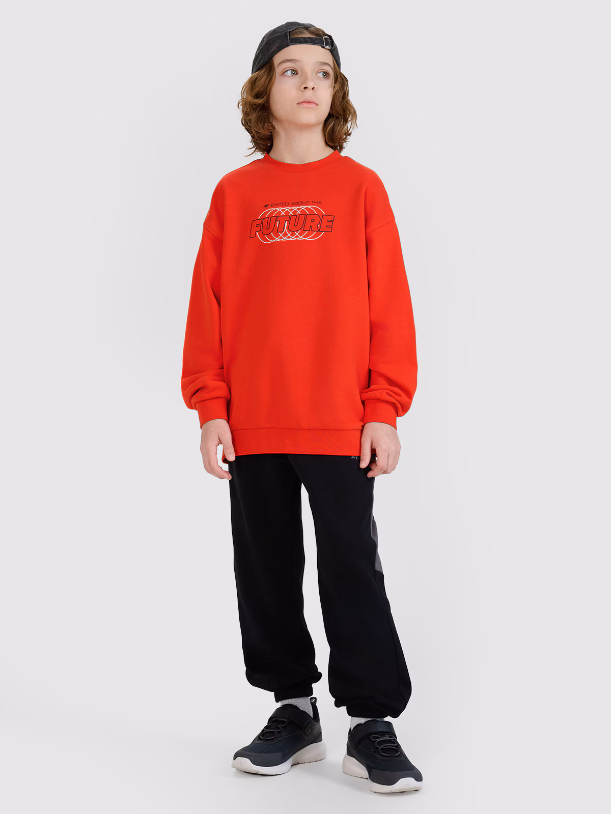 Bluza dresowa nierozpinana bez kaptura chłopięca - czerwona