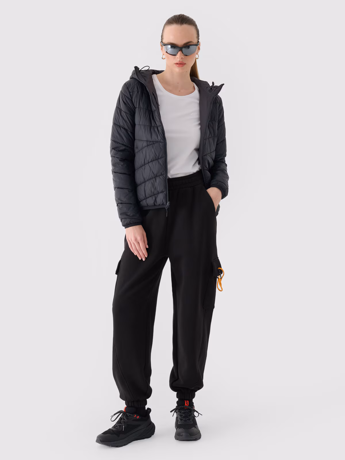 T-shirt slim gładki damski - czerwony