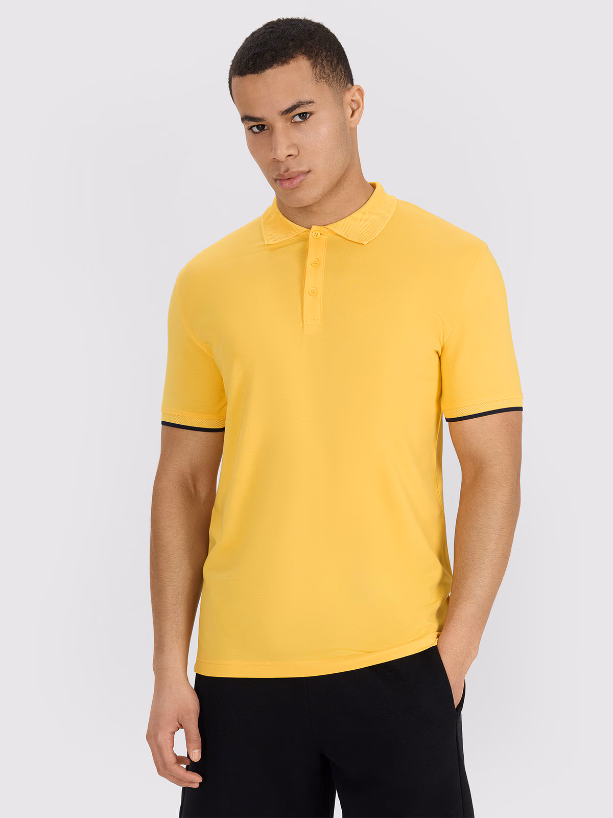Koszulka polo regular męska - żółta