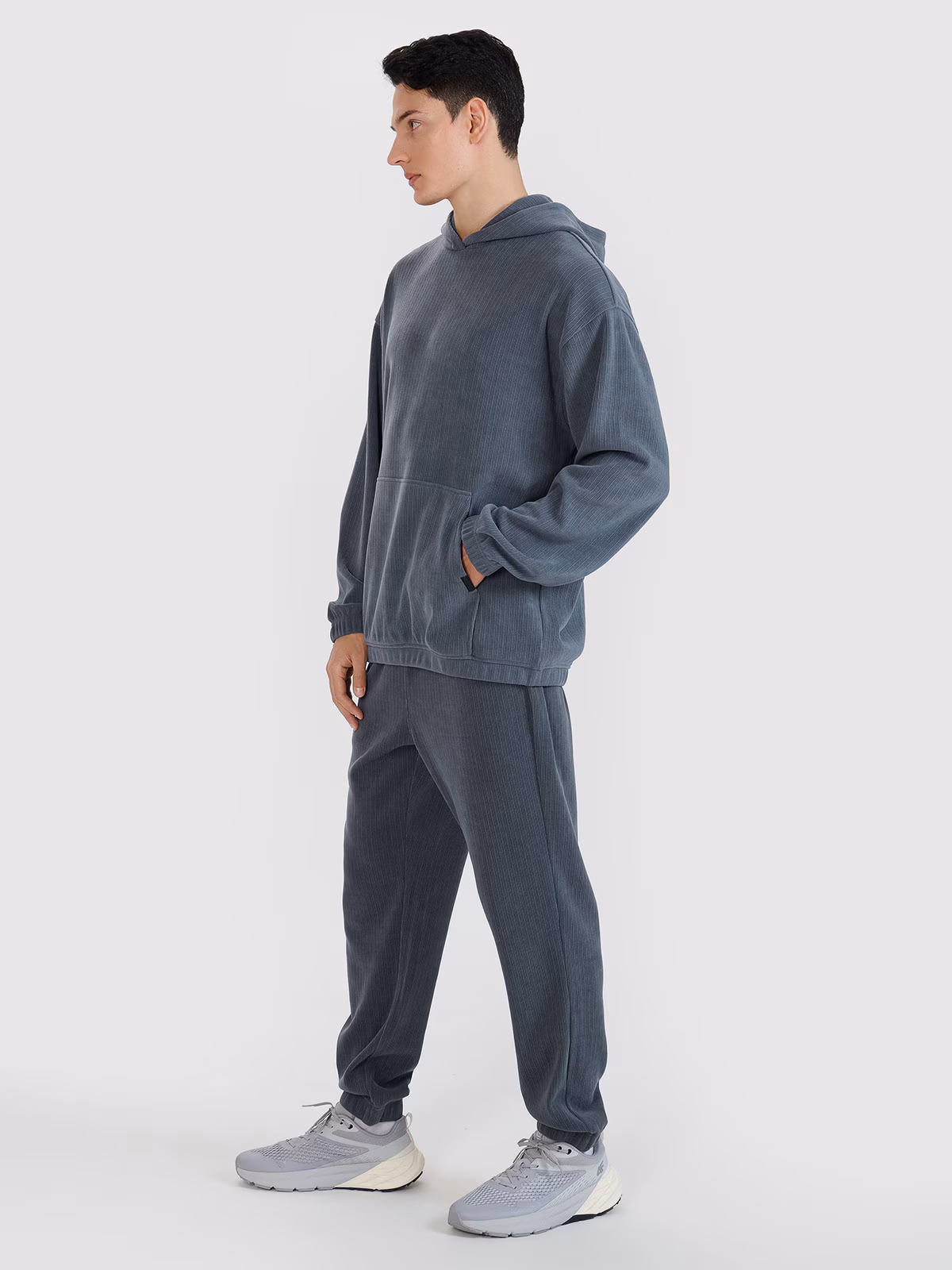 Bluza dresowa nierozpinana z kapturem męska - szara