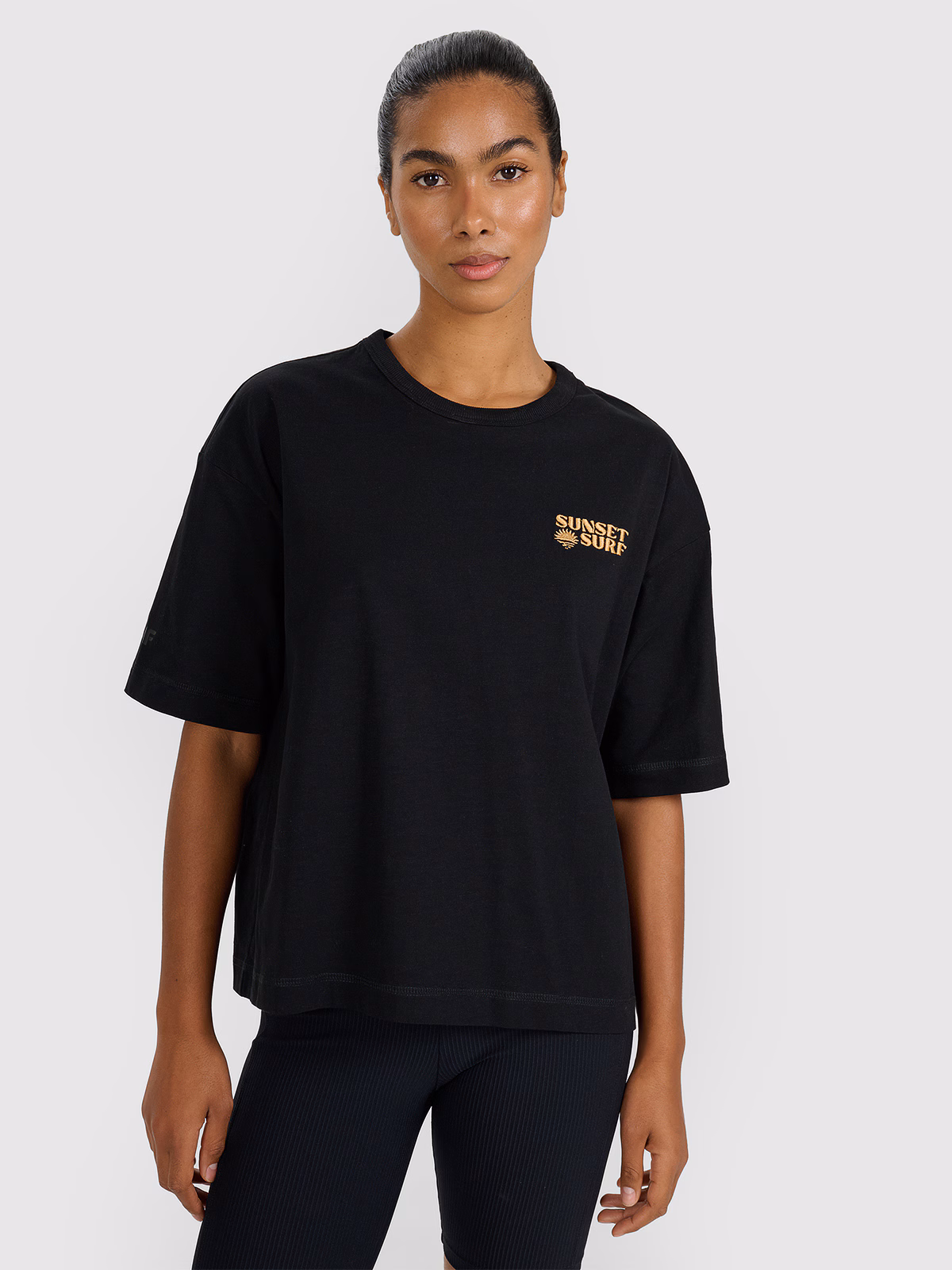 T-shirt oversize z nadrukiem damski - różowy