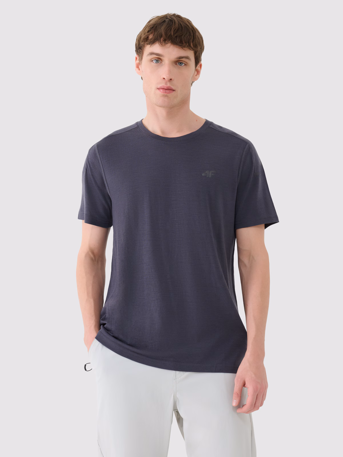 Koszulka trekkingowa z wełną Merino męska - szara