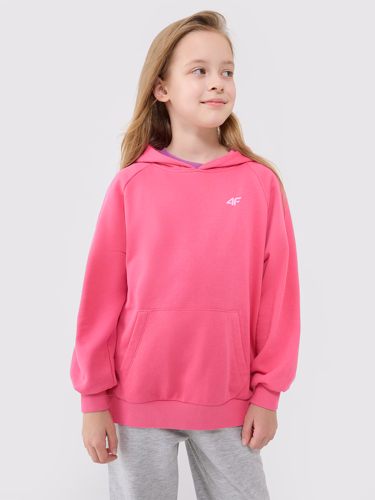 Bluza dresowa nierozpinana z kapturem dziewczęca - miętowa