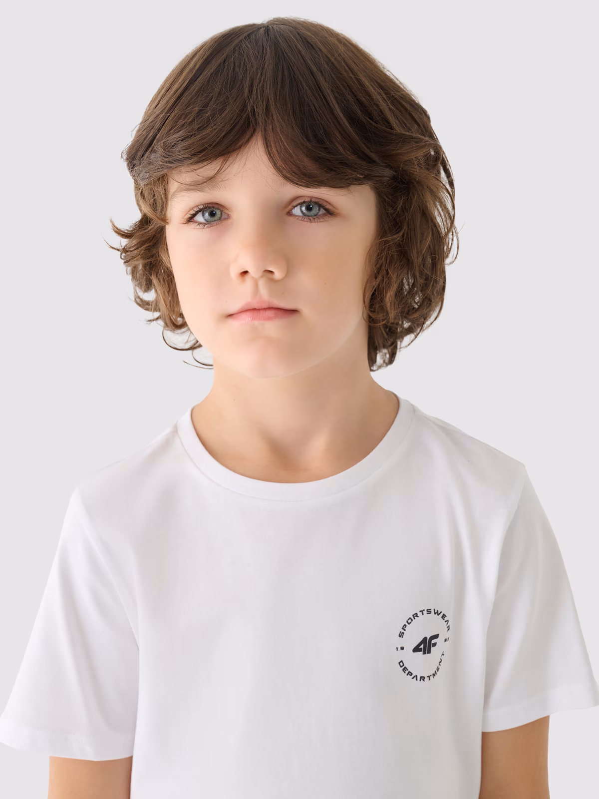 T-shirt regular gładki chłopięcy - biały