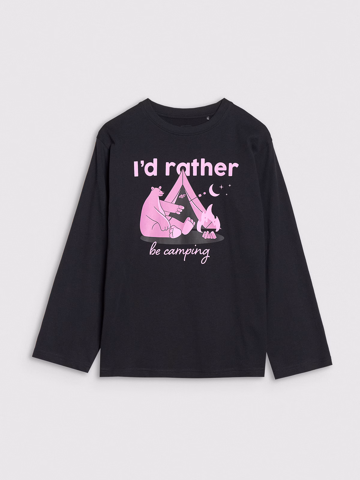 Longsleeve oversize z nadrukiem dziewczęcy - czarny