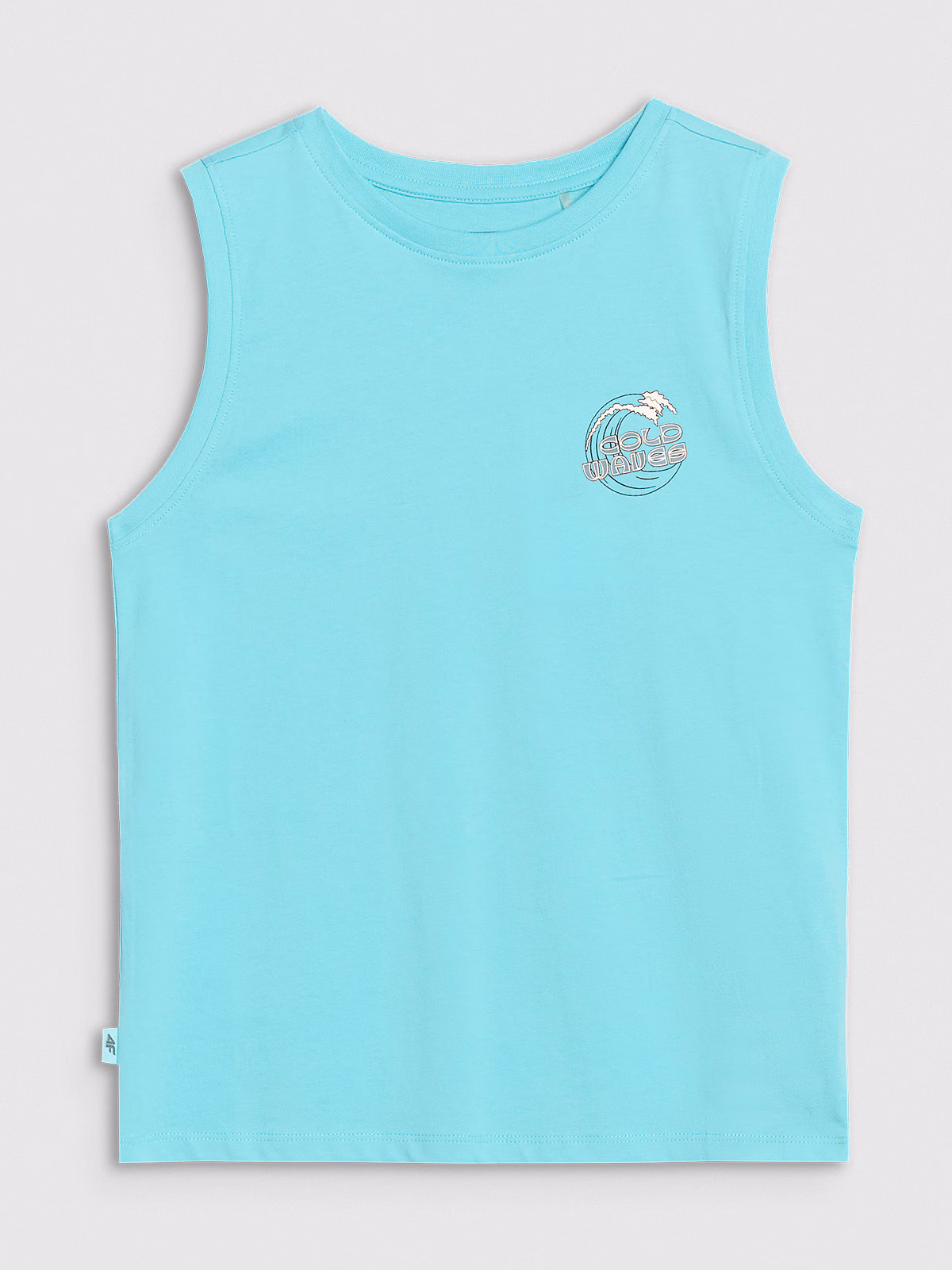 Tank top regular z nadrukiem chłopięcy - turkusowy