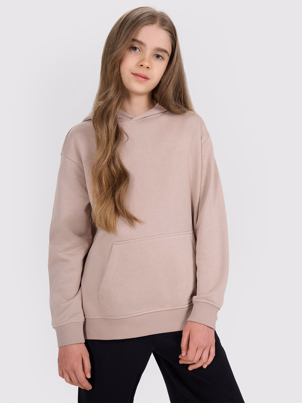 Bluza dresowa nierozpinana z kapturem dziewczęca - fioletowa