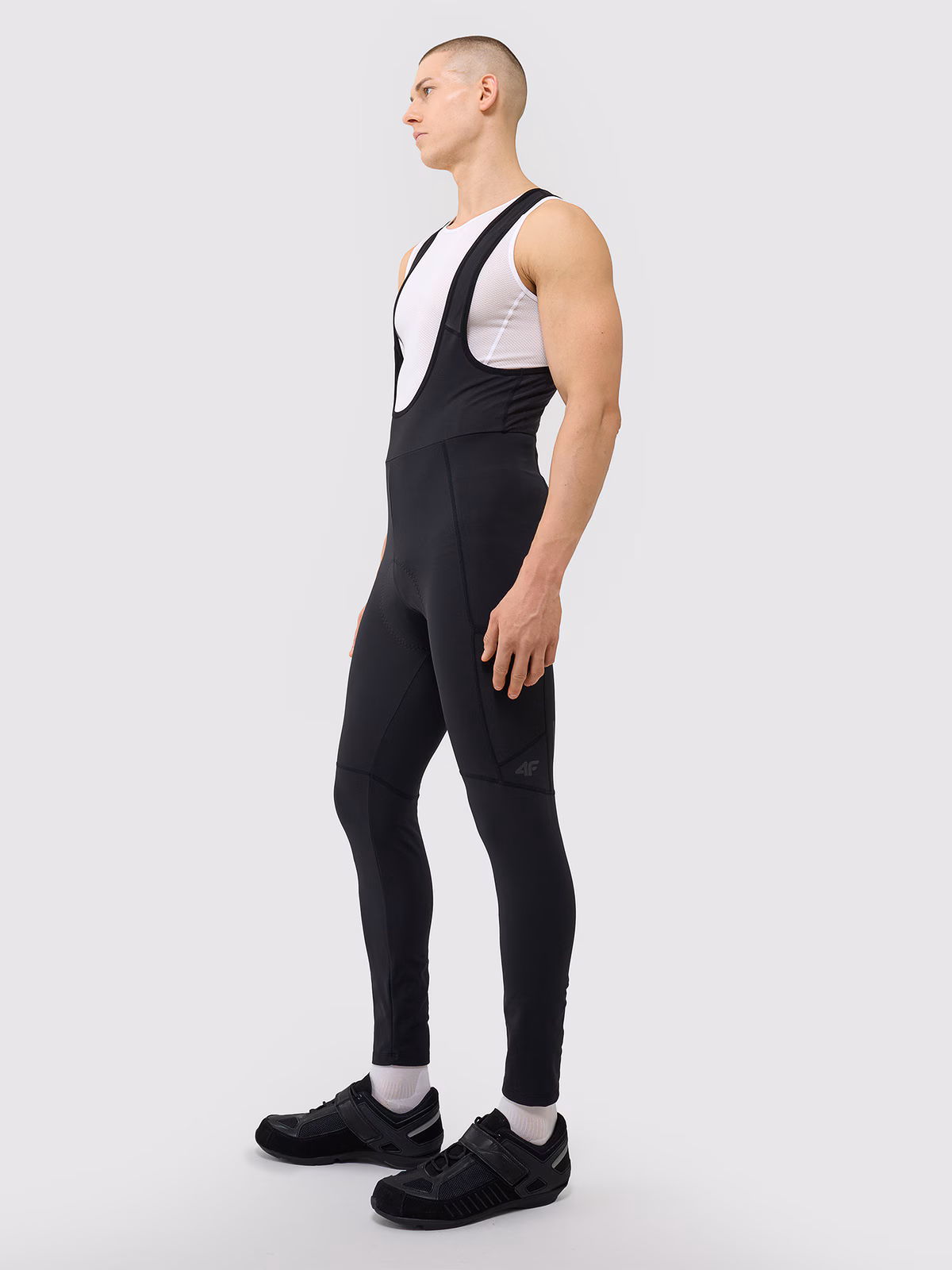 Legginsy rowerowe z żelowo-piankową wkładką i szelkami męskie - czarne