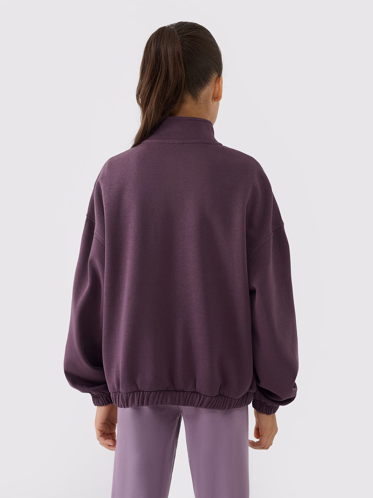 Bluza dresowa nierozpinana bez kaptura dziewczęca - beżowa