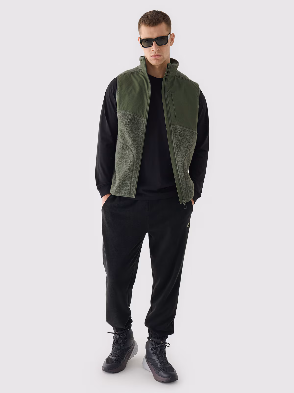 Longsleeve oversize z nadrukiem męski - czarny