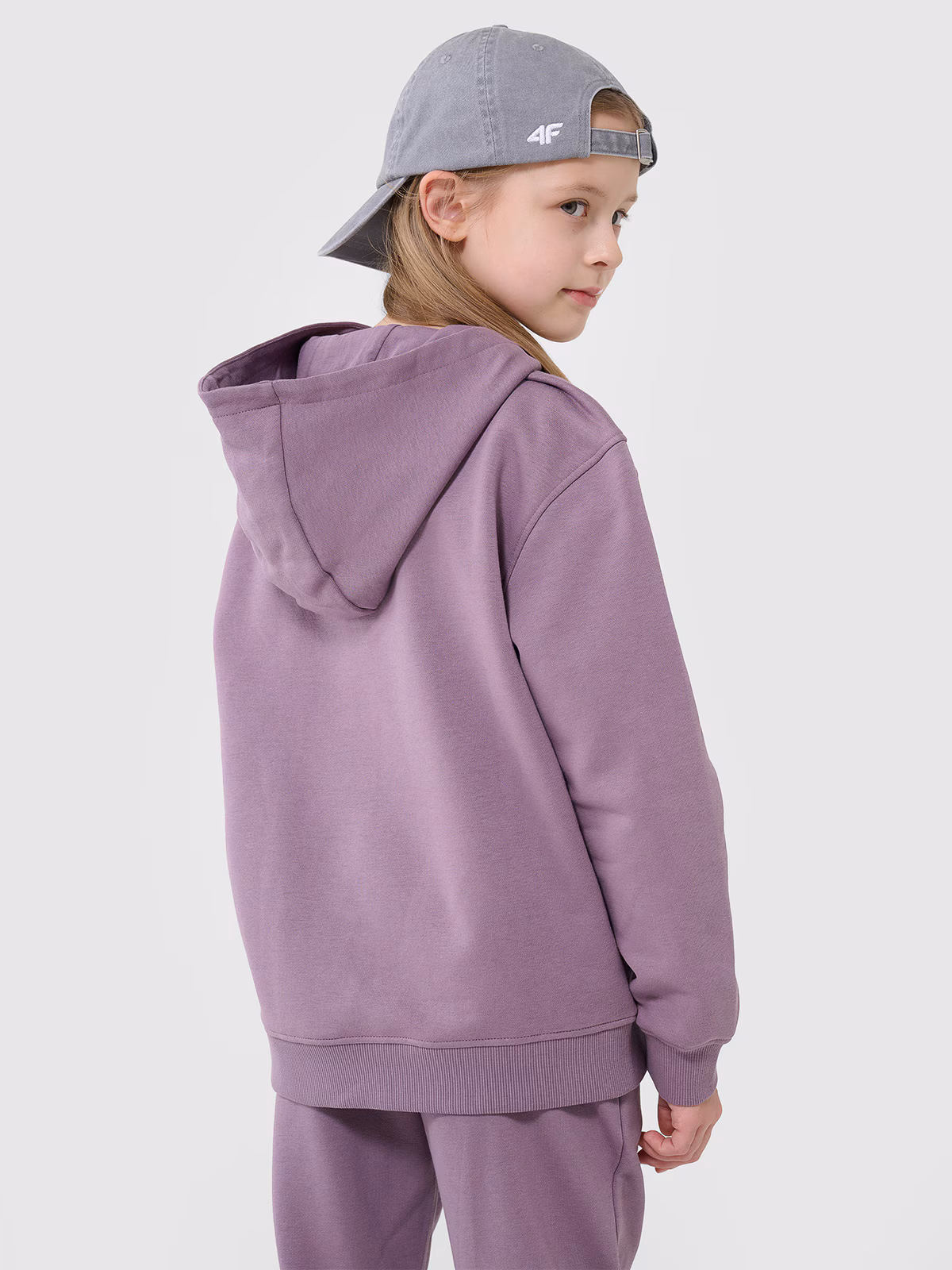 Bluza dresowa nierozpinana z kapturem dziewczęca - beżowa