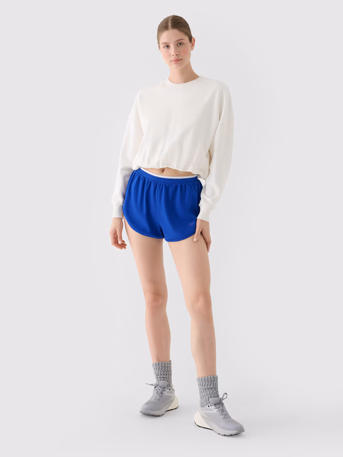 Bluza dresowa nierozpinana bez kaptura damska - niebieska