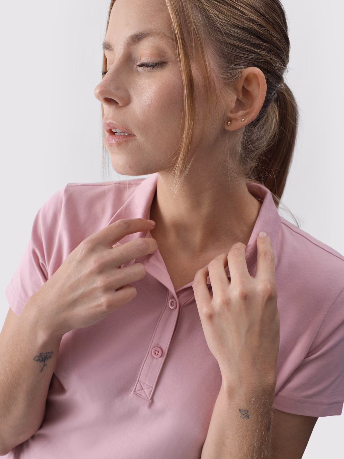 Koszulka polo slim damska - różowa