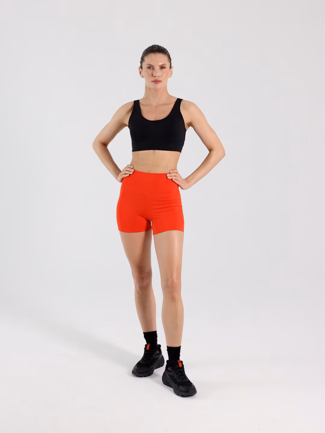 Legginsy krótkie treningowe damskie - czerwone