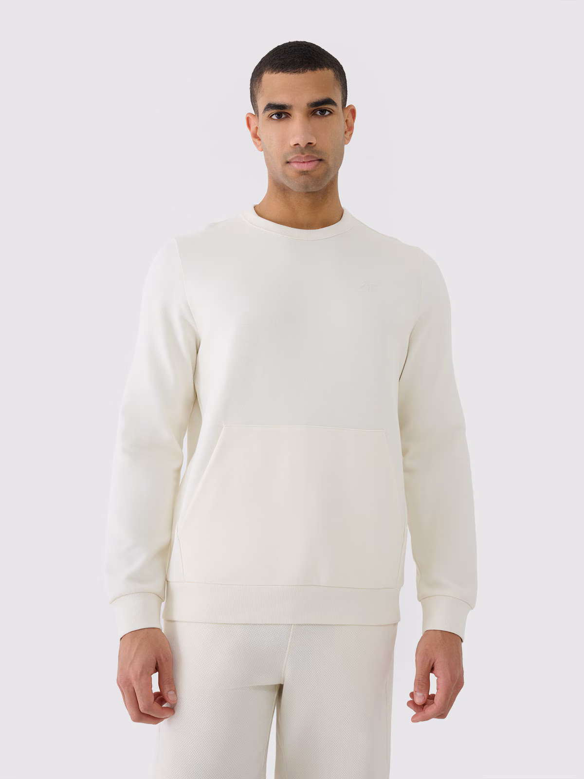 Bluza dresowa nierozpinana bez kaptura męska - beżowa