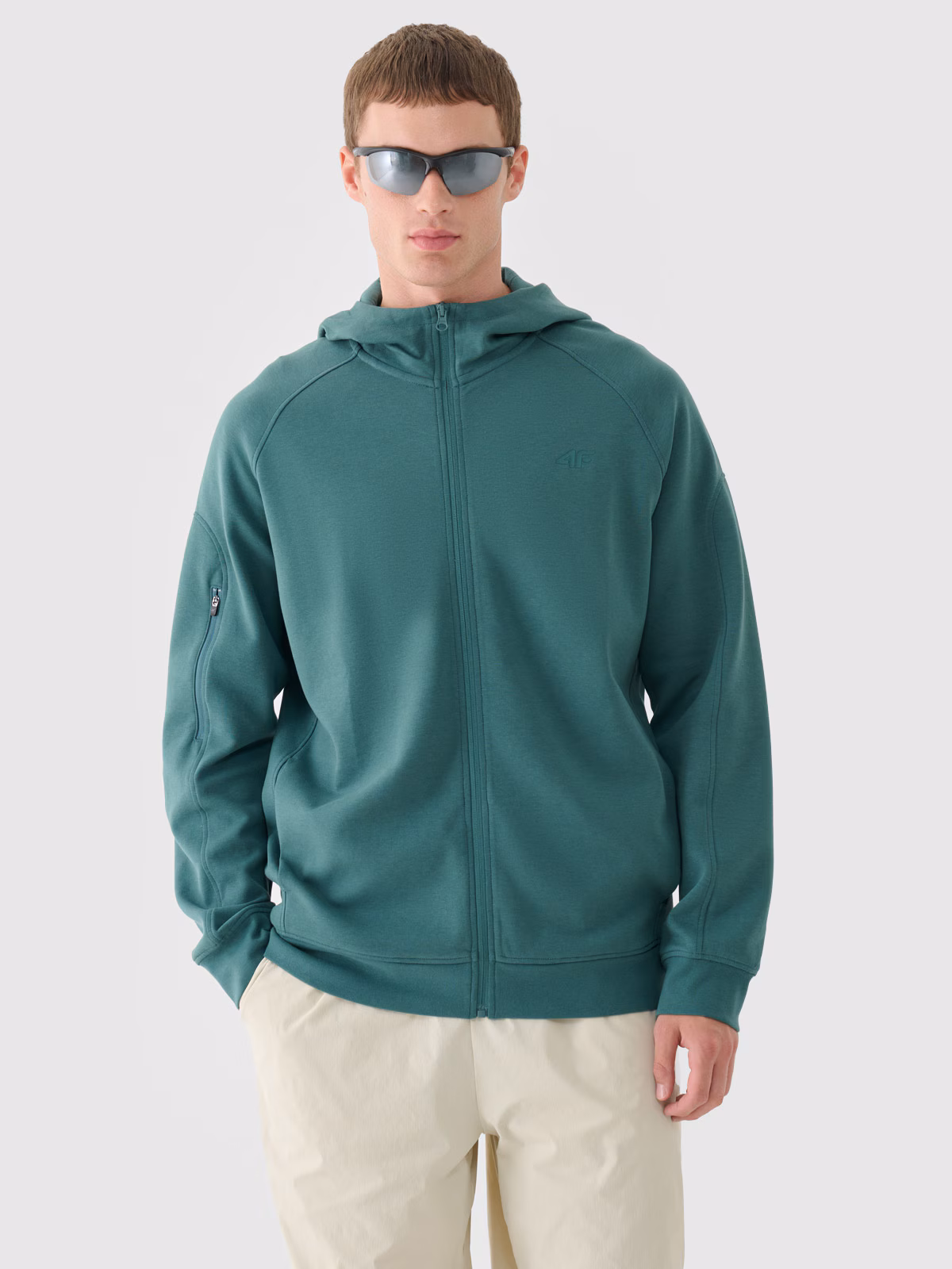 Bluza dresowa rozpinana z kapturem męska - zielona