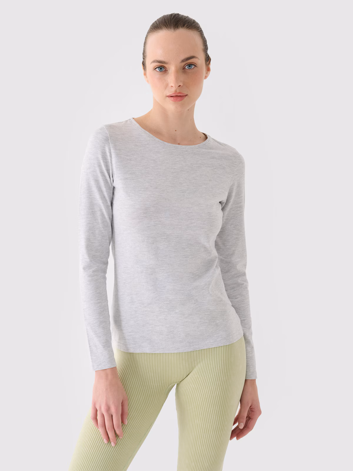 Longsleeve slim gładki damski - czarny