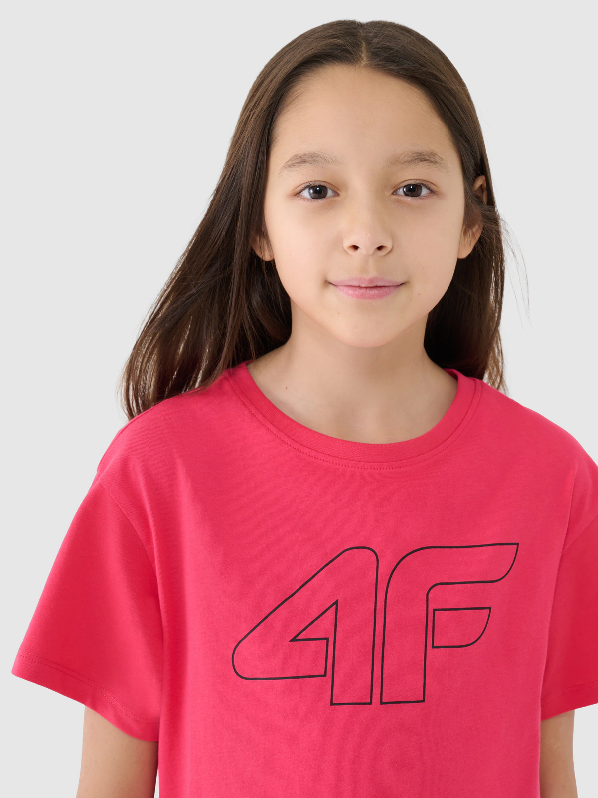 T-shirt oversize z nadrukiem dziewczęcy - fioletowy