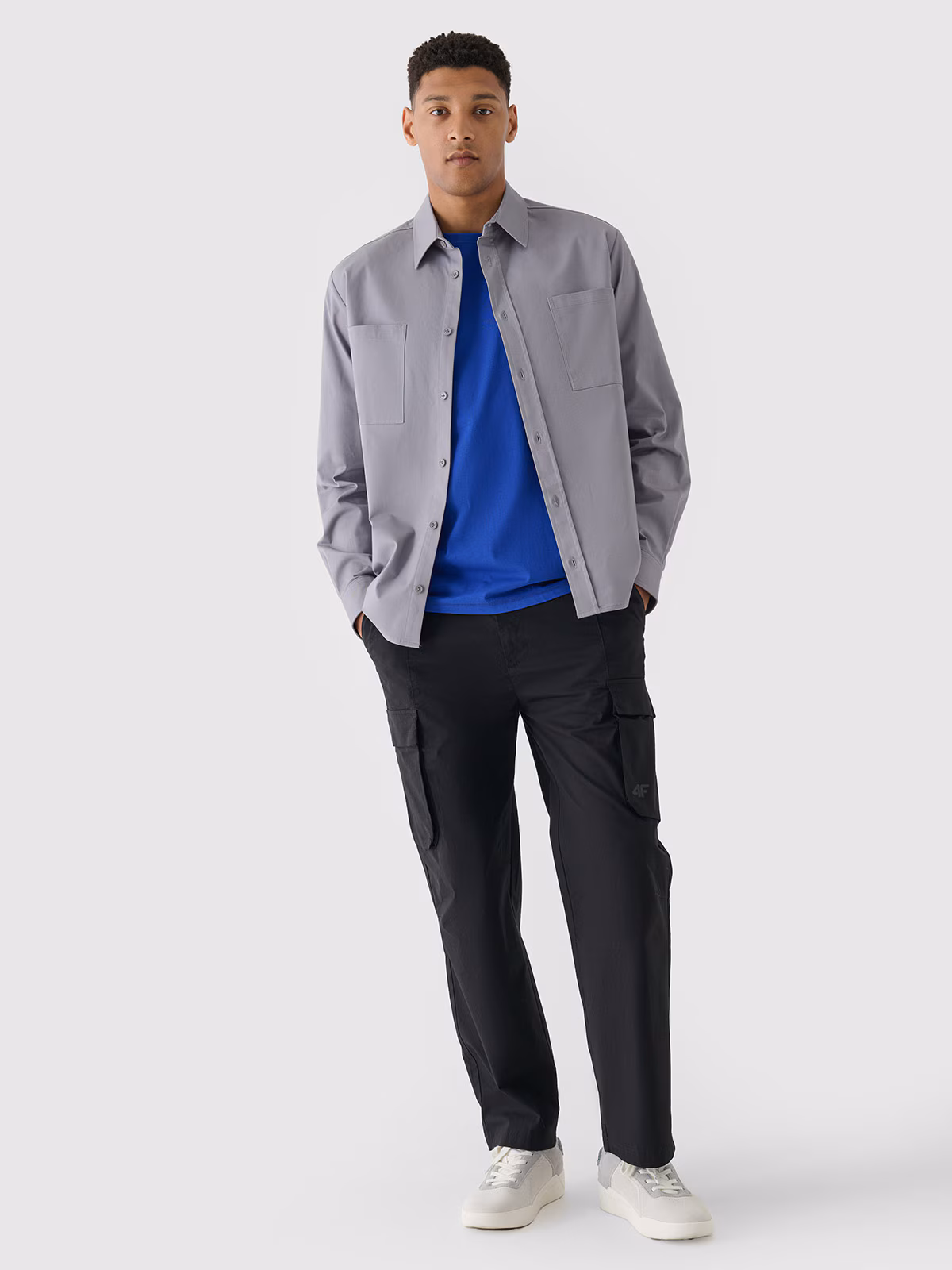 Tank top oversize z nadrukiem męski - kobaltowy