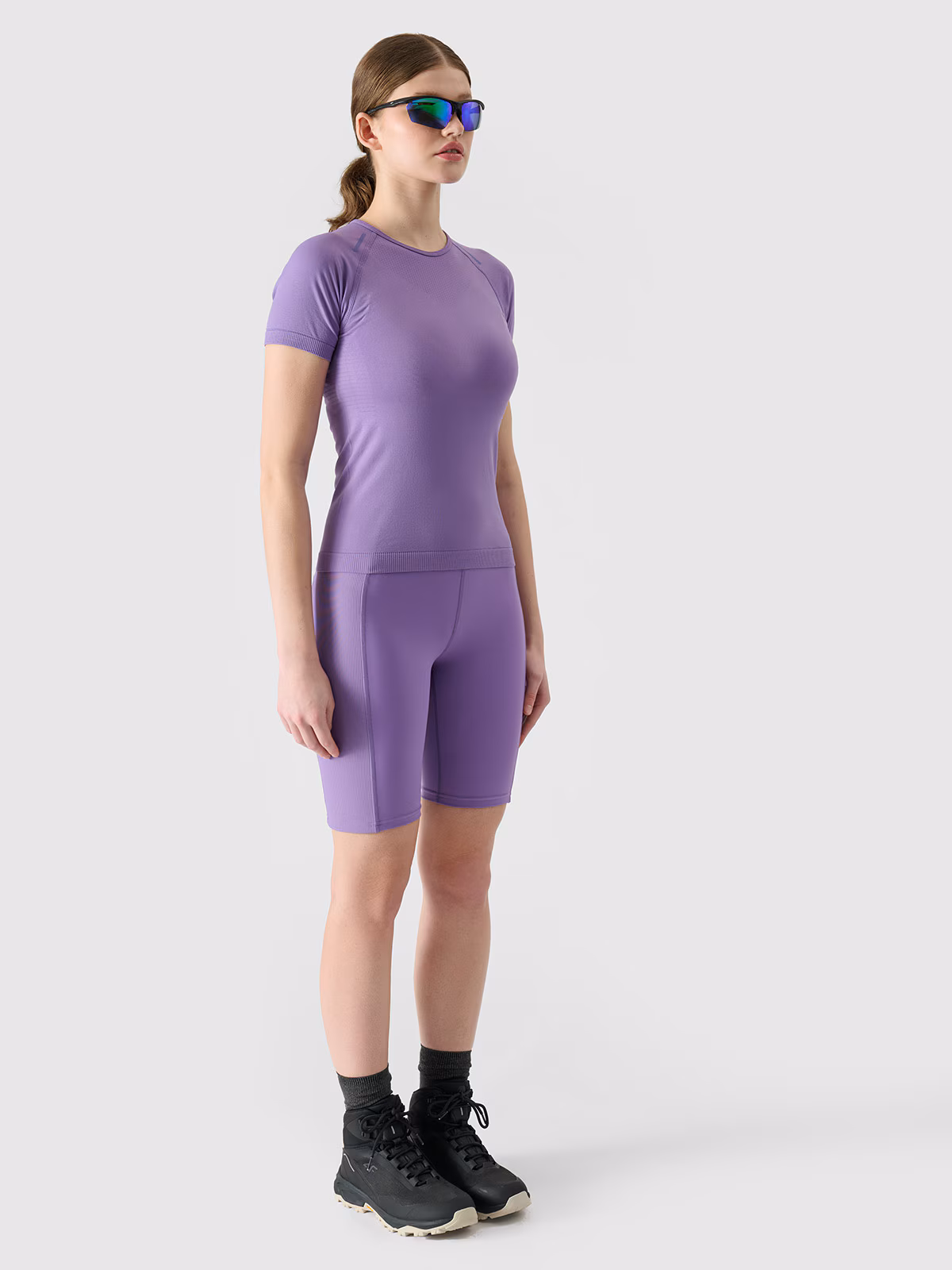 Legginsy kolarki trekkingowe damskie - fioletowe